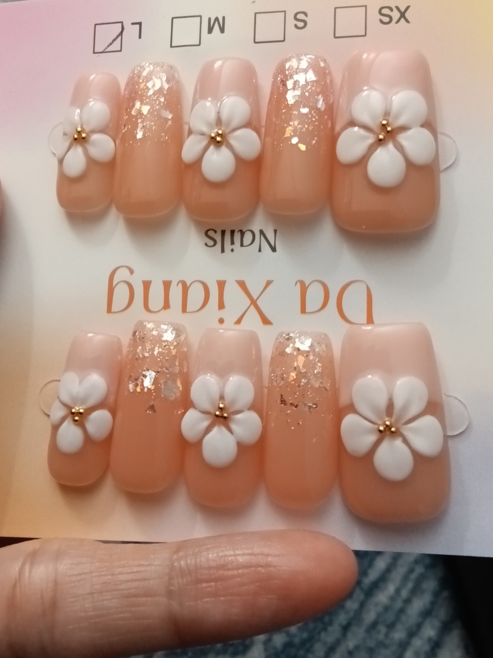 Peach Blossom 3D Floral Press-On Nails - Peach Pink